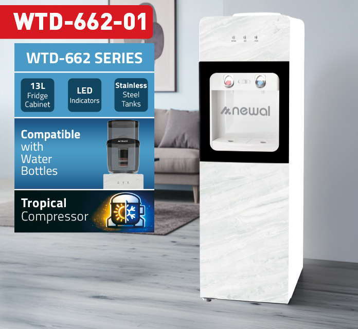 نيوال براد ماء مزود بثلاجة سعة 13 لترًا ووظائف الماء الساخن والبارد WTD-662/01