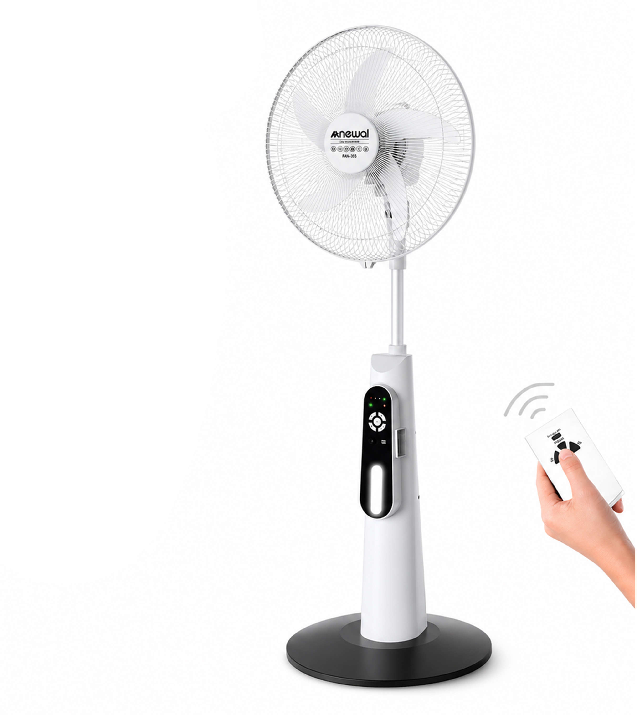 Newal Rechargeable 16-inch fan with 5-blade design providing strong and balanced airflow FAN-393/01