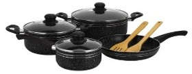 ROYALFORD 9-piece Ritz Plus Cookware Set Marble Coated and Press Aluminum Body, with Dot Induction Base, Bakelite RF12514