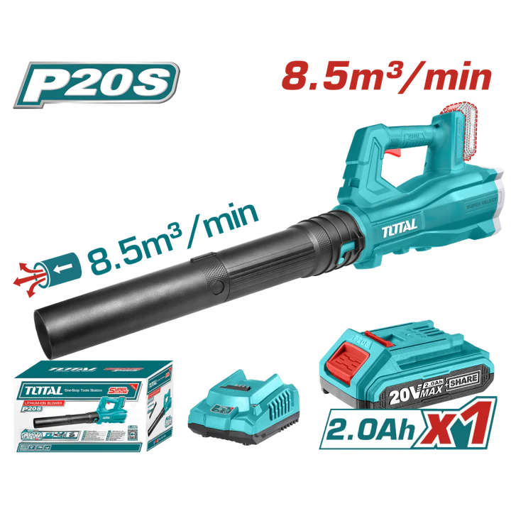 TOTAL Cordless Blower20V 8.5m³/min air volume included 1 Battries and charger TABLI203235
