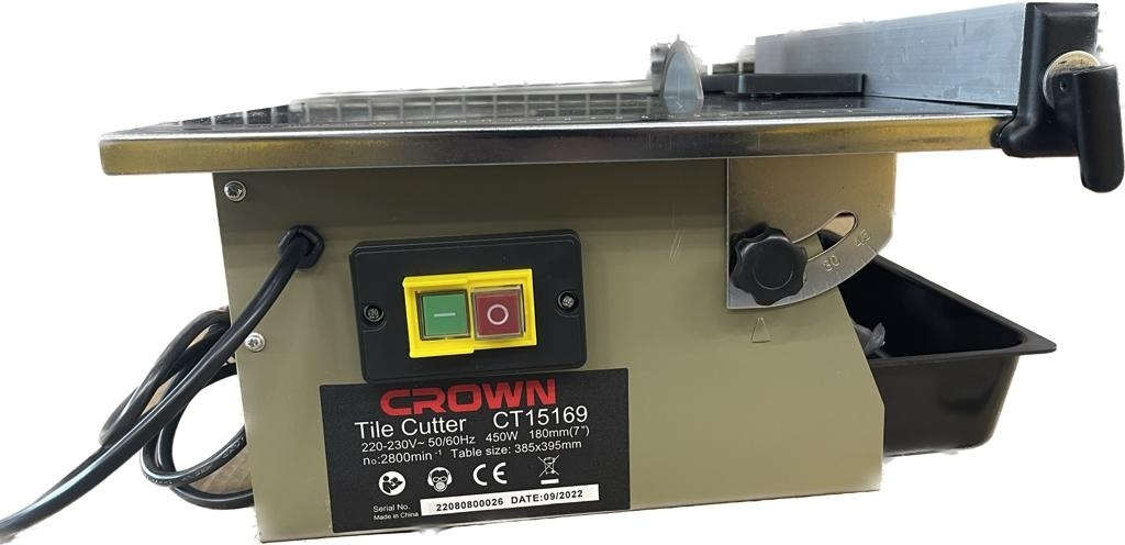 CROWN Electric tile cutter with a marble table 450W and 180mm disc diameter CT15169