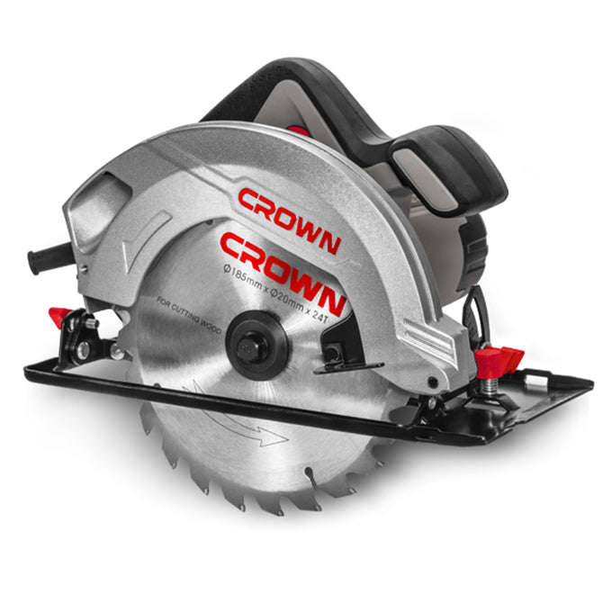 CROWN Corded electric circular saw 1500W 185mm (7-7¼") blade size with depth and angular adjustment CT15188-185
