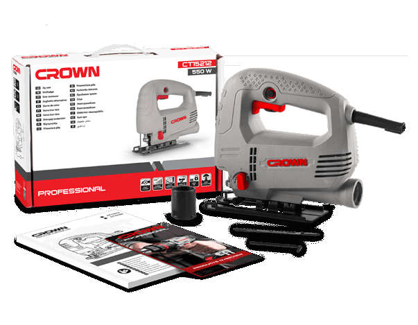 CROWN 550W Electric Jigsaw with 65mm Cutting Depth for Wood and 10mm for Aluminium CT15212
