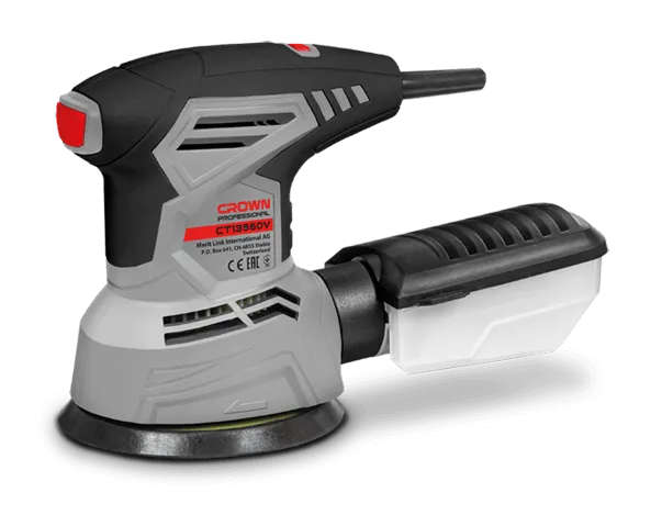 CROWN Random orbital sander with 300W power, variable speed, 125mm pad diameter, and dust extraction system CT13560V