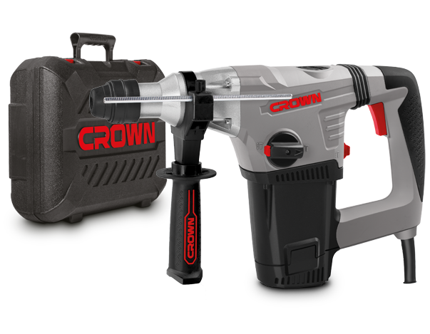 CROWN Heavy rotary hammer 1050W SDS-Plus with 4.8J impact energy and 32mm concrete drilling capacity CT18116