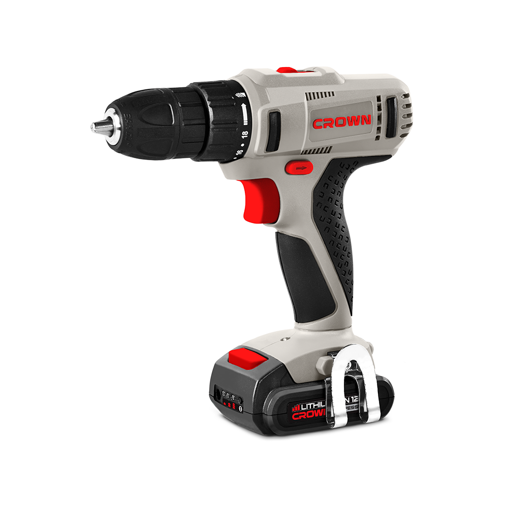 CROWN Cordless drill-driver kit 14.4V lithium-ion battery 10mm keyless chuck variable speed CT21055L