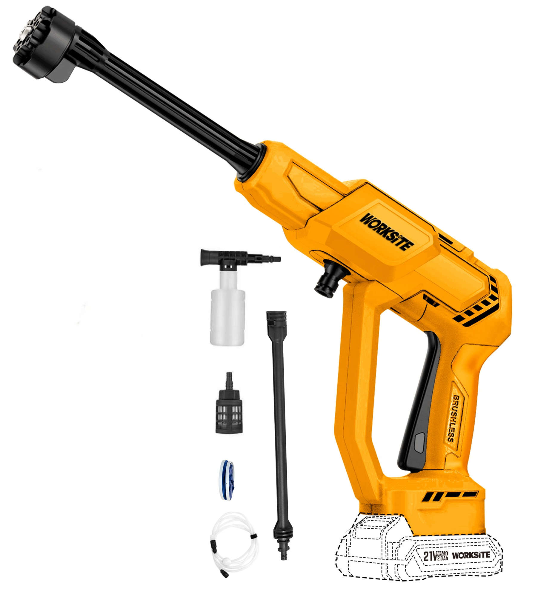Worksite 21V Brushless High Pressure Washer 38Bar 5L/min CHPW420M