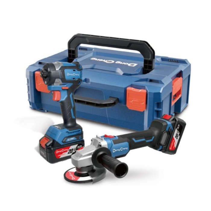 دونغ شينغ طقم أدوات لاسلكي بدون فحمات يتضمن DCPL208Z وDCSM03-115Z (مفك براغي امباكت وكوسرة)، بطاريتان 20 فولت كحد أقصى/4.0 أمبير/ساعة DCKIT27.01(EK)