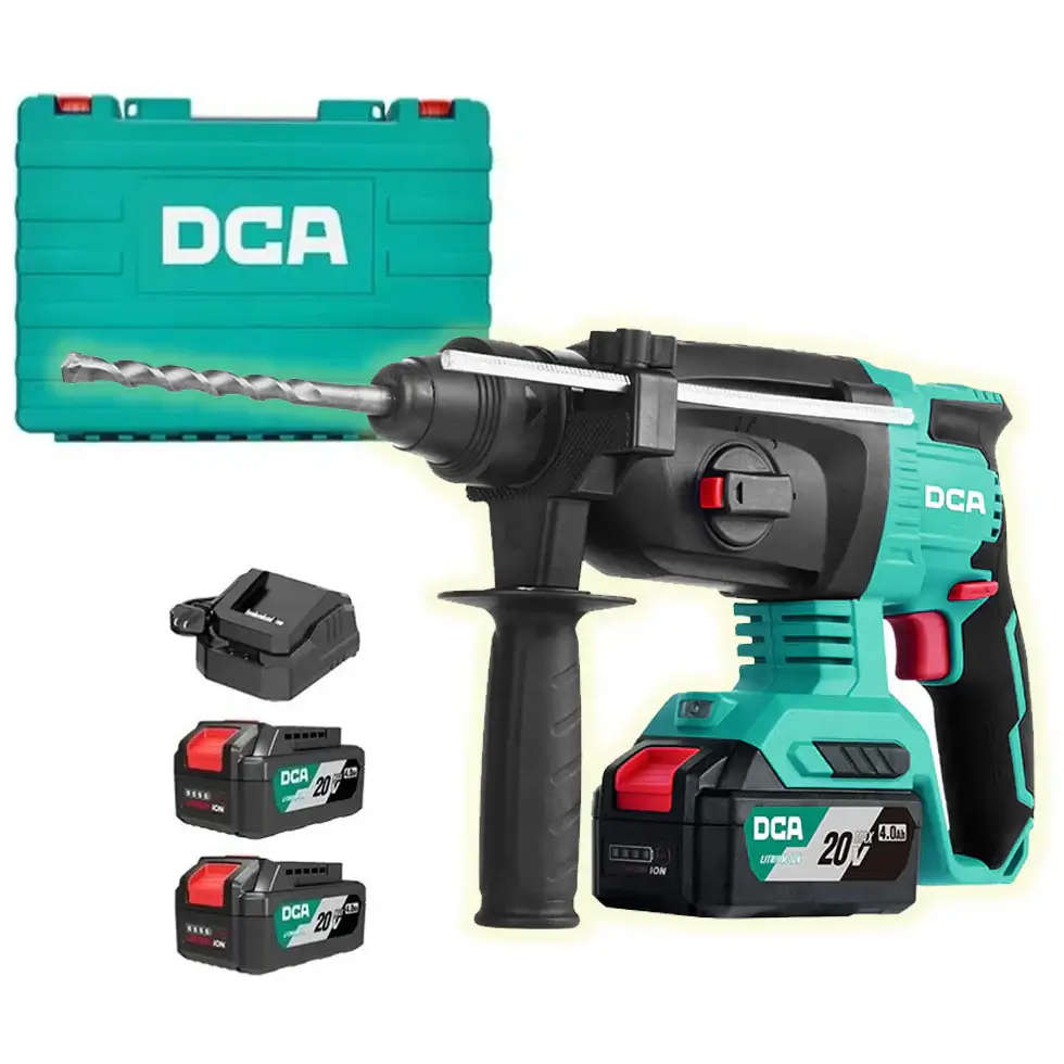 DCA 26mm Cordless Hammer Drill for Concrete with 2 x 4Ah Batteries and Charger ADZC02-26 (TYPEEM)