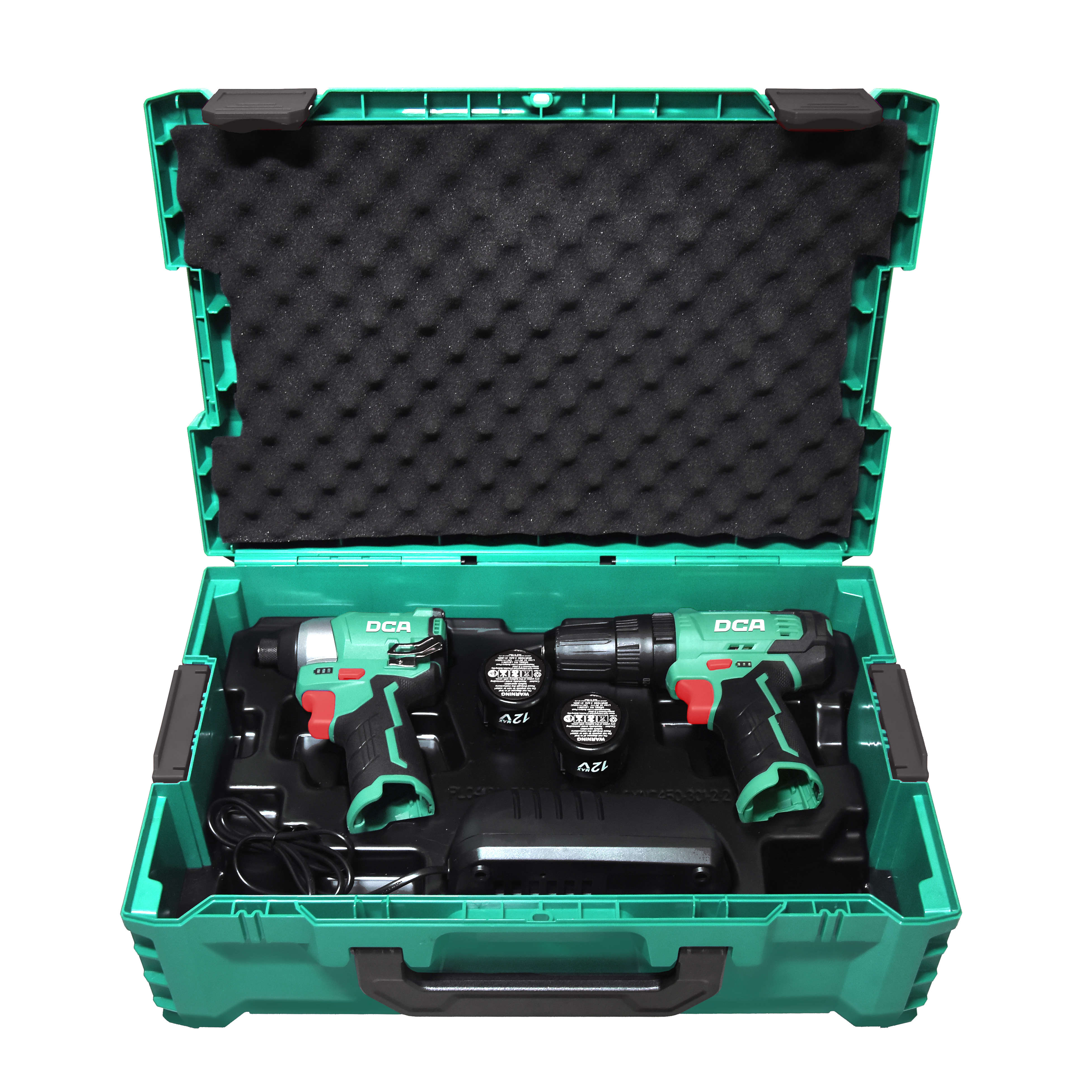 DCA 10mm Hammer Brick Drill Kit with 04-8 12V Impact Drill, Two Batteries, and Charger ADKIT25 (TYPEEK)