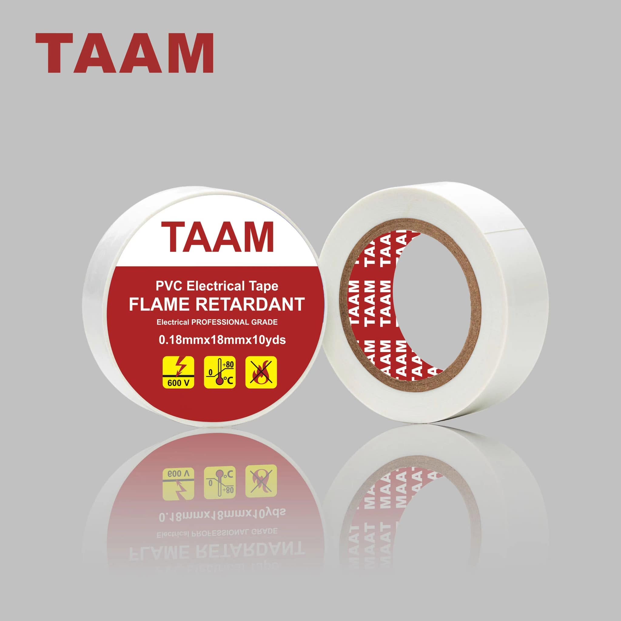 شريط لاصق (تيب) كهرباء ابيض طول 10 يارد ماركة TAAM تام