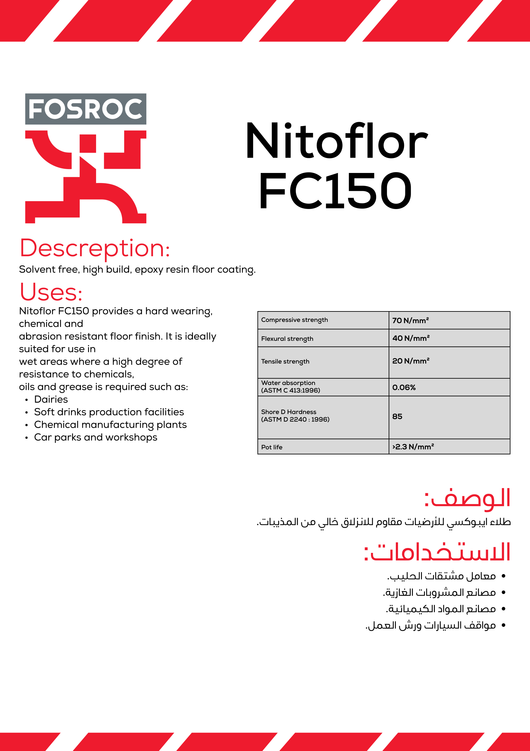 Fosroc Nitoflor FC150 Solvent free, high build, epoxy resin floor coating