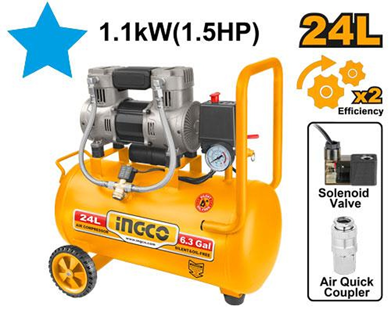 INGCO Air Compressor 24L OilFree ACS111242