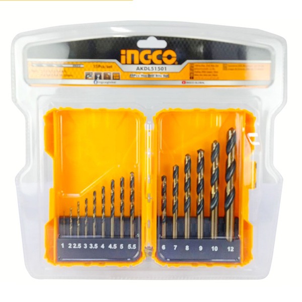 INGCO 15PCS High Speed Steel Drill Bits Set 1mm 10mm AKDL51501