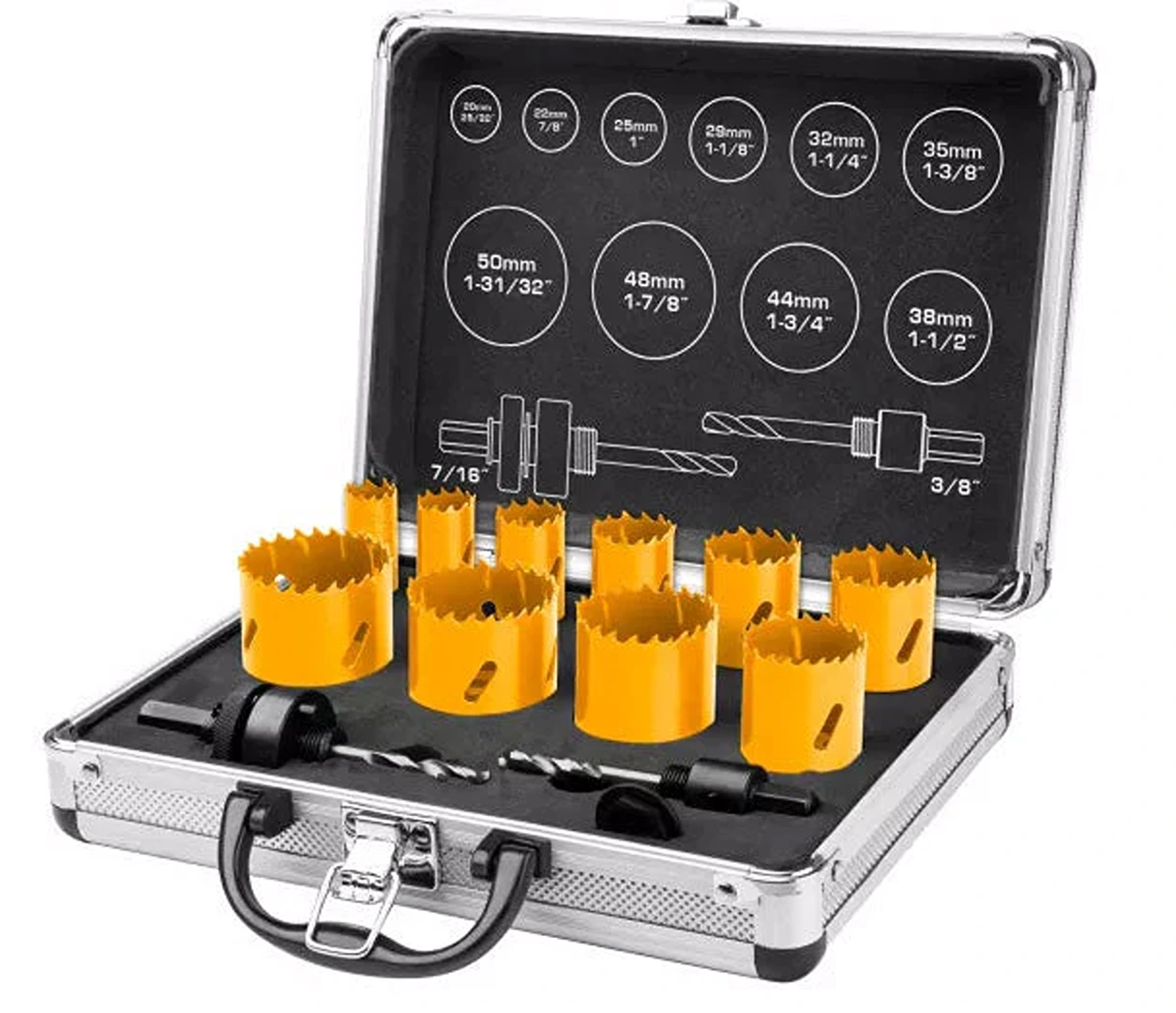 INGCO 12 Pcs Bi-Metal Hole Saw Set with Case AKH0121