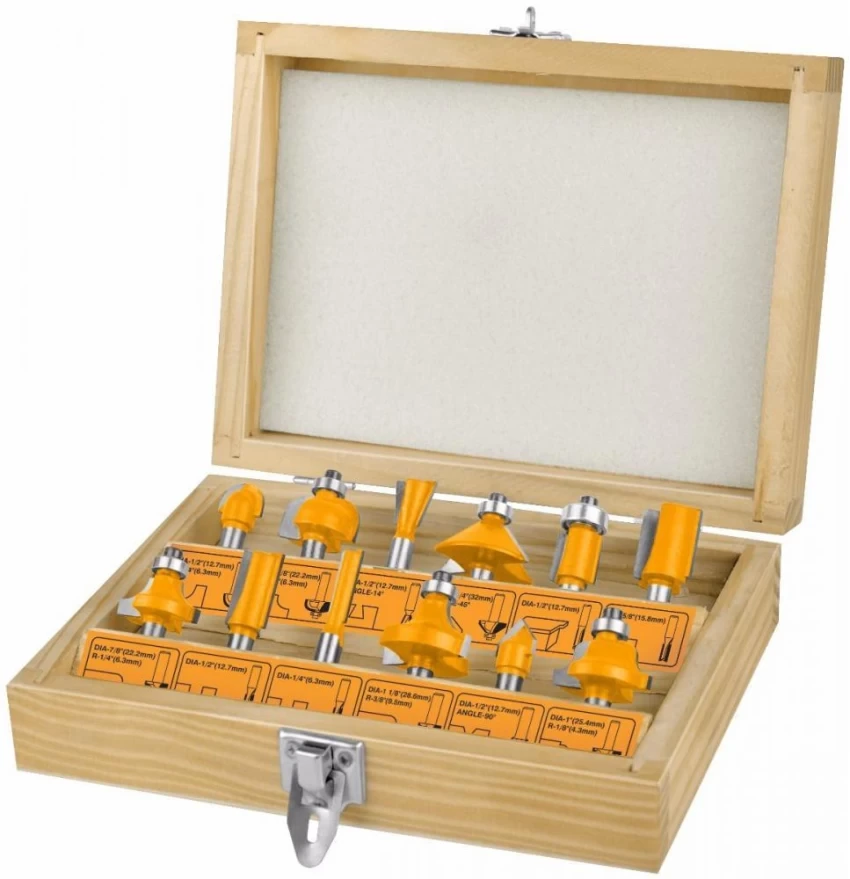 INGCO 12pcs Router Bits Set 6mm AKRT1201 6mm, 12mm, 16mm