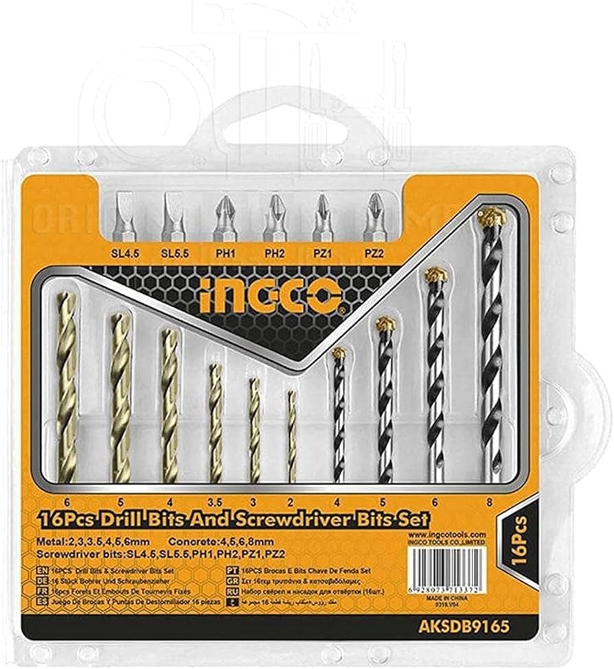 INGCO 16PCS Drill Bits Set & Screwdriver Bits Set AKSDB9165