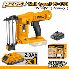 INGCO CBNLI2016 20V Lithium-Ion Cordless Brad Nailer Kit