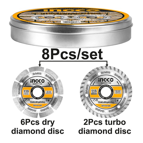 INGCO Diamond Disc Set 8pcs 115mm DMD301153