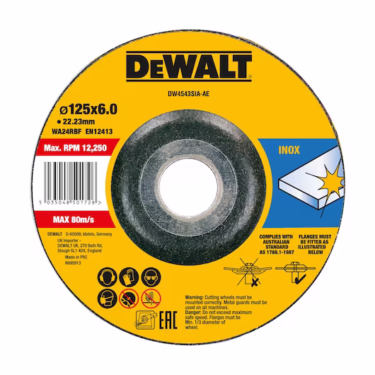 DeWALT INOX grinding wheel t27 10 Pack 125 x 6 x 22.2mm DW4543SIA-AE