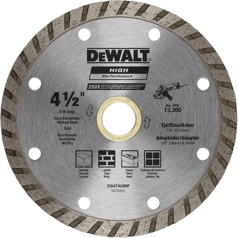 DeWALT Diamond Blade Turbo ‎4-1/2, 115mm DW47450HP