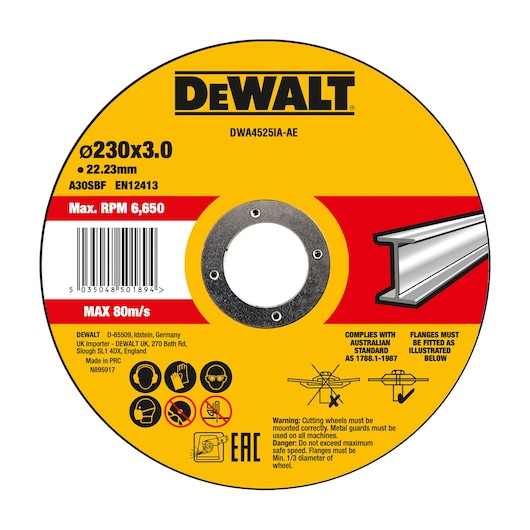 ديوالت اقراص قطع حديد 230×3×2.2 ملم تي 27 (10 قطع) DWA4525IA-AE