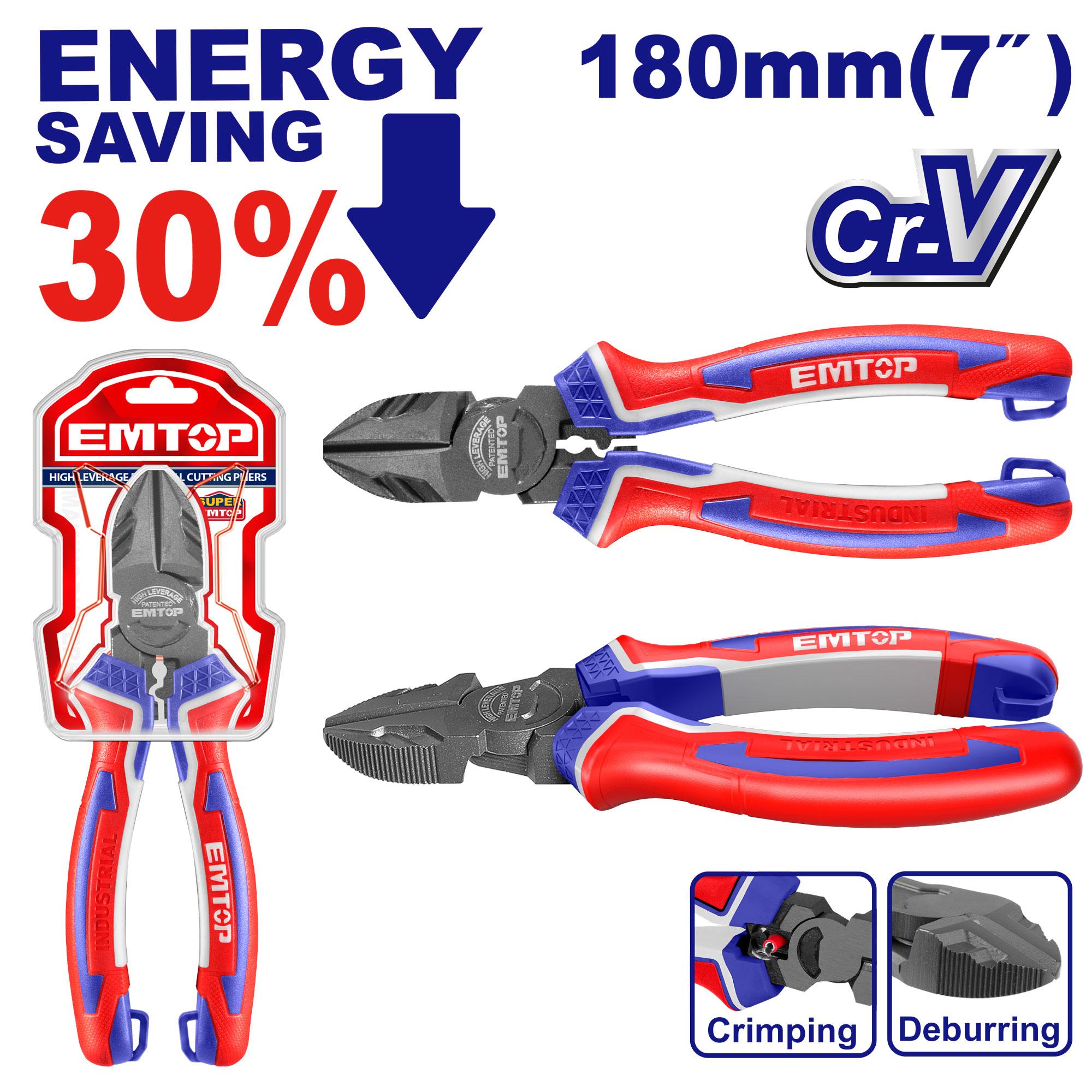 EMTOP High leverage diagonal cutting pliers 180mm EPLRD0721