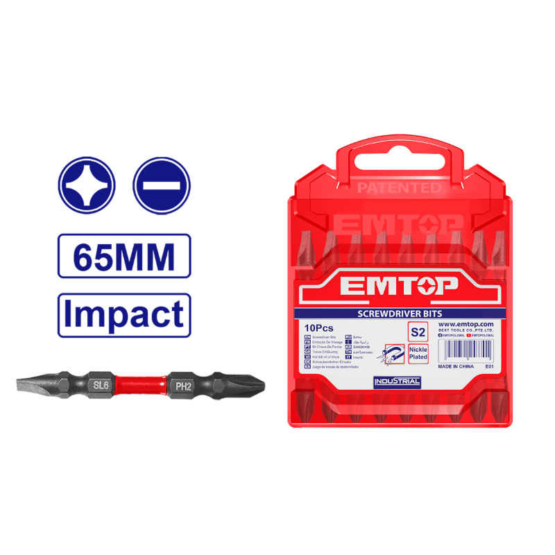 EMTOP Impact screwdriver Bits set 10pcs ESBTMHL133