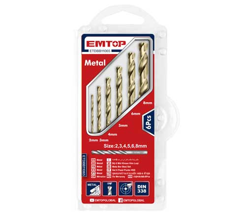 EMTOP HSS twisted Drill bits set 6Pcs ETDBB11065