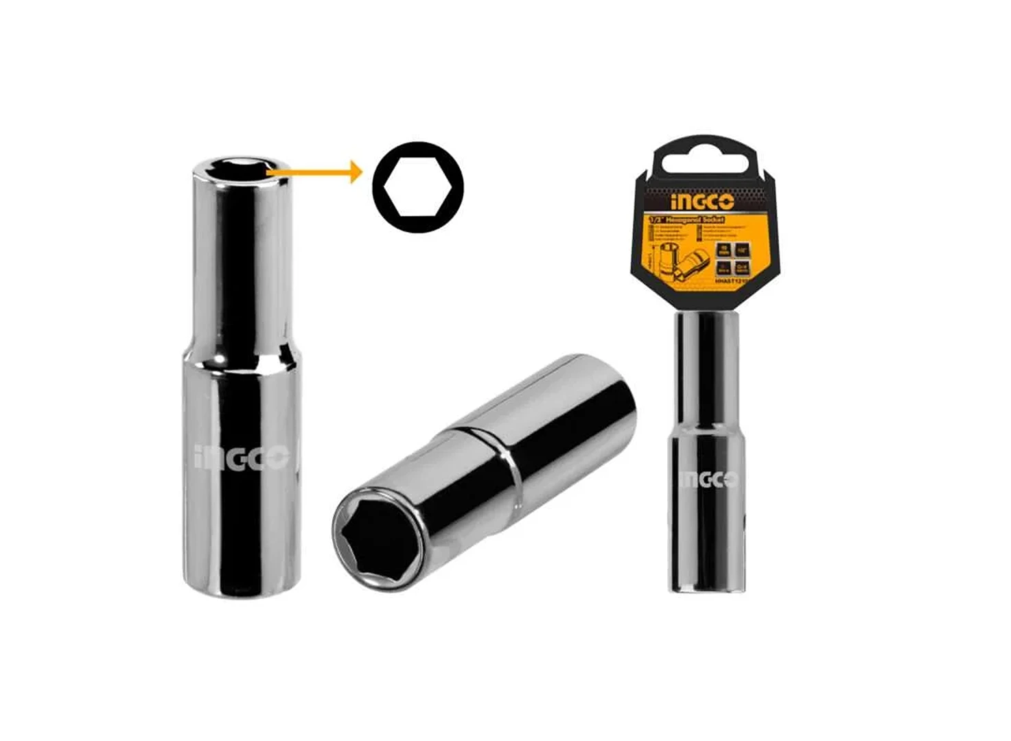 INGCO Deep Hexagonal Socket 13mm 1/2 inches HHAST12133L
