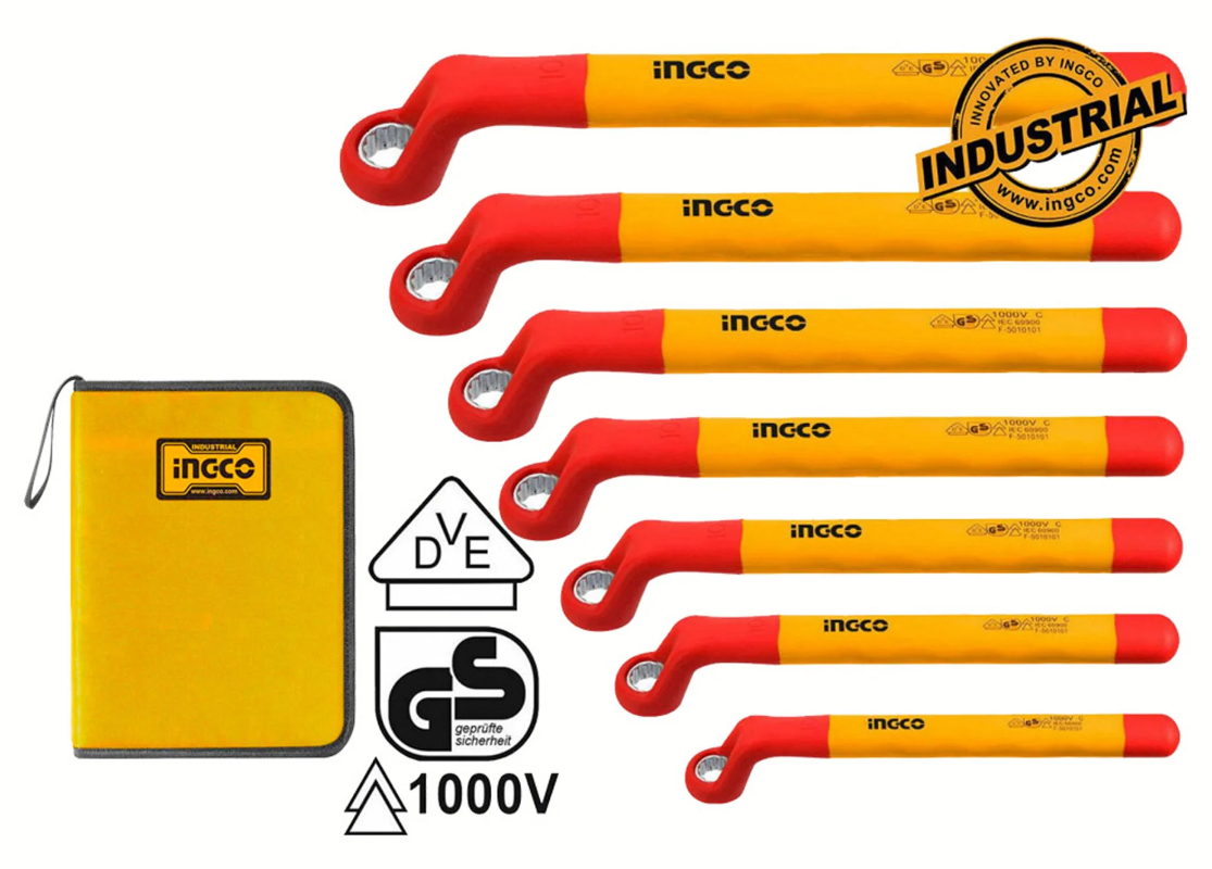INGCO 7Pcs Insulated VDE Ring/Box Wrench Set HKISPA0702