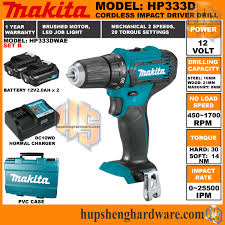 Makita 12V Max LiIon CXT Combi Drill Complete with 2 x 2.0 Ah LiIon Batteries and Charger Supplied in A Carry Case HP333DWAE