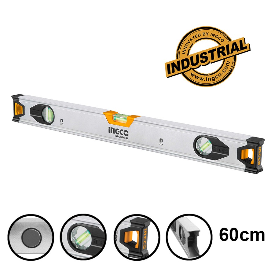 INGCO Spirit Level with 2 Pieces Powerful Magnet, 60cm Length HSL38060M