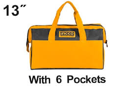 INGCO 13 Inch Tool Bag Organizer with Wide Mouth Waterproof Multiuse Tool Tote Bag for Construction Carpentry Gardening Electrician Home DIY HTBG28131