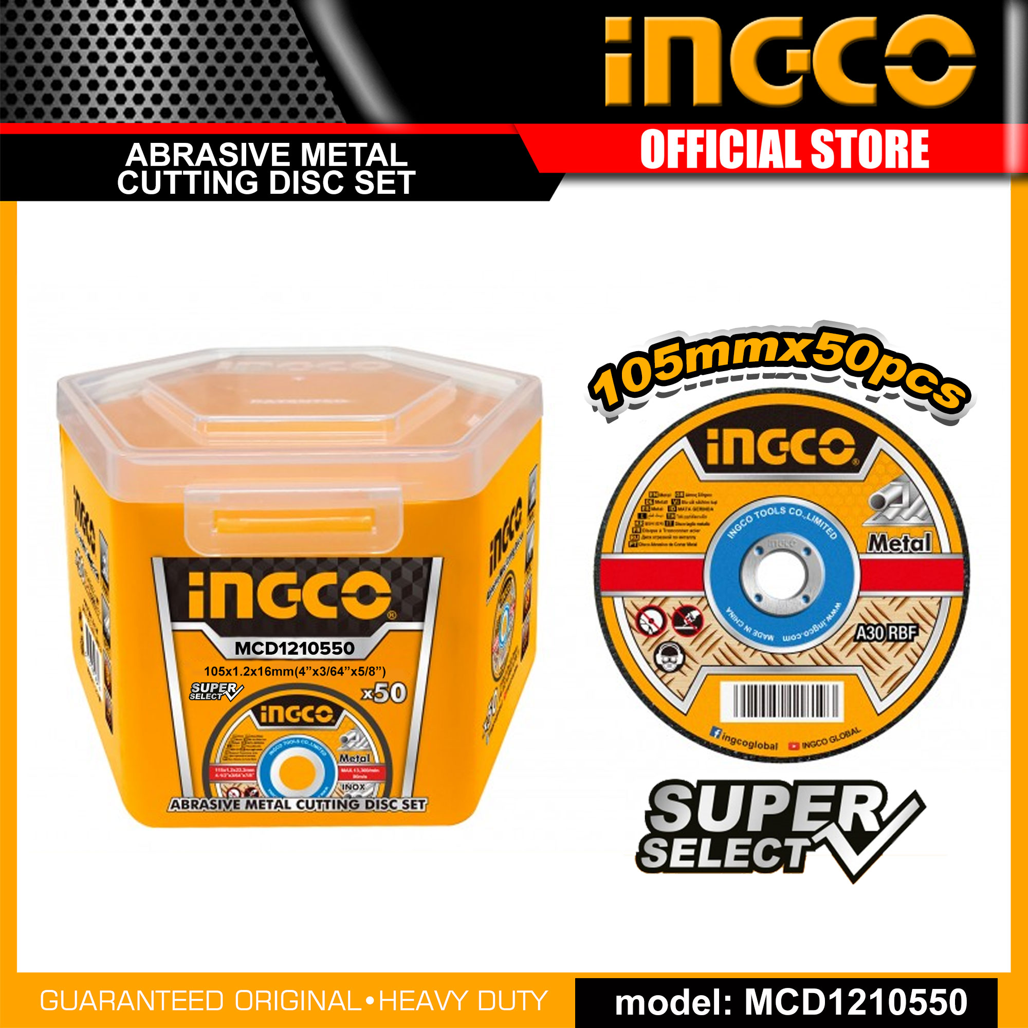 INGCO Abrasive Metal Cutting Disc Set 105mm MCD1210550