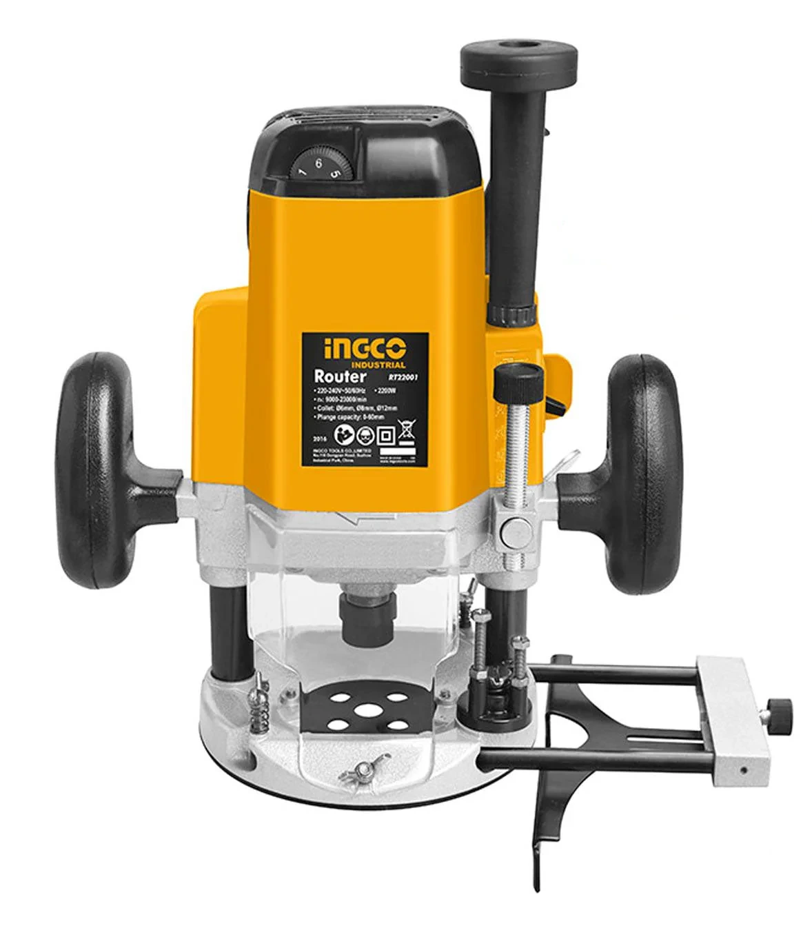 INGCO Electric Router Tool 2200w Collet Size 1/4", 3/8", 1/2" RT22001