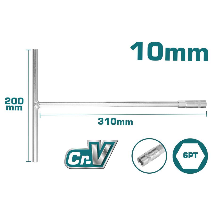 TOTAL T-Handle Socket Wrench 10mm THTSW1006