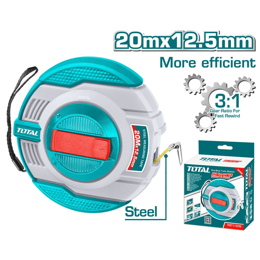 TOTAL Steel Measuring Tape 20m x 12.5mm TMT11206