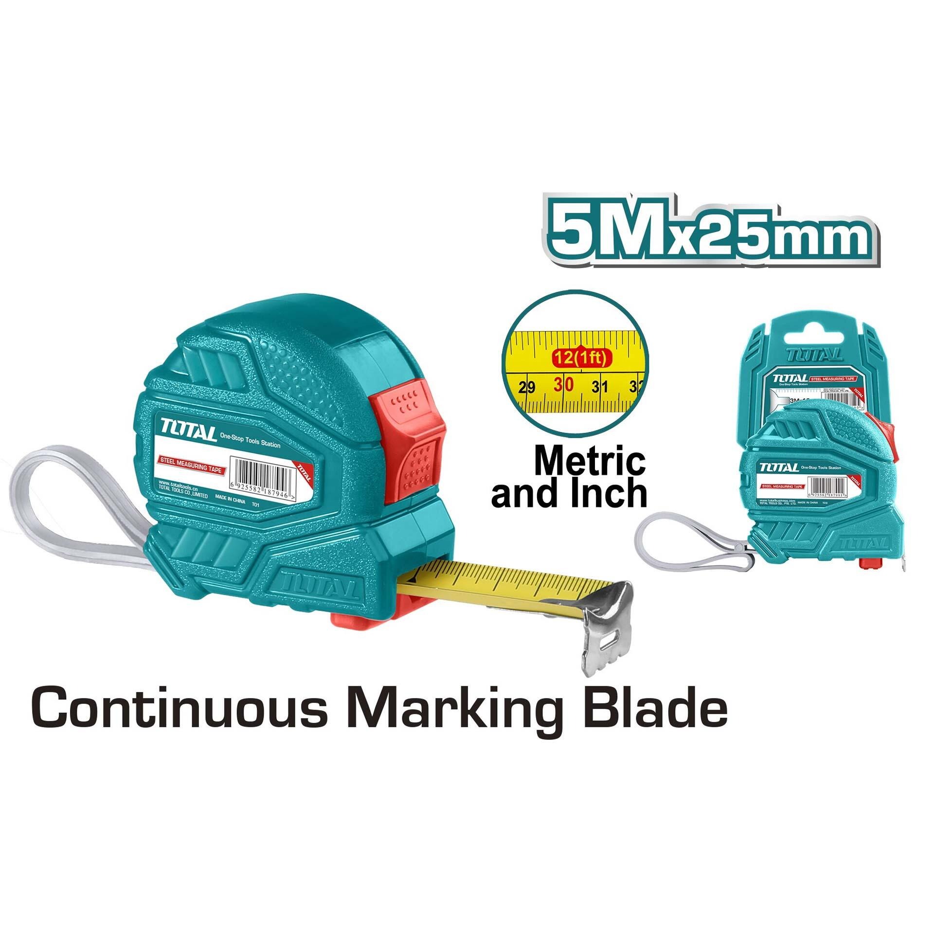 TOTAL Steel Measuring Tape 5m x 25mm TMT126352