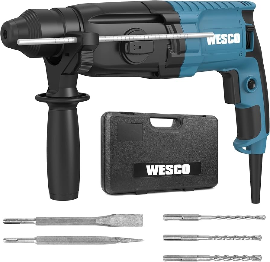 Wesco Rotary Hammer Drill, 800W, SDS-Plus Chuck, 3-Mode Hammer Function, Model WS3212K.1